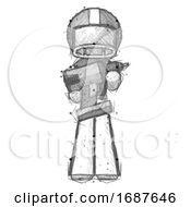 Sketch Football Player Man Holding Large Drill