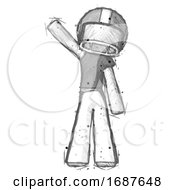 Poster, Art Print Of Sketch Football Player Man Waving Emphatically With Right Arm