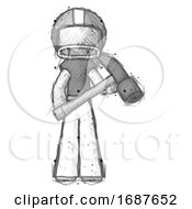 Poster, Art Print Of Sketch Football Player Man Holding Hammer Ready To Work