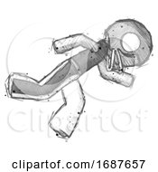 Sketch Football Player Man Running While Falling Down