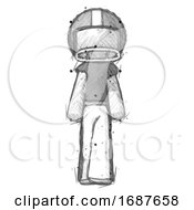 Poster, Art Print Of Sketch Football Player Man Walking Front View