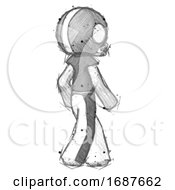 Poster, Art Print Of Sketch Football Player Man Walking Away Direction Right View