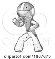 Sketch Football Player Man Martial Arts Defense Pose Left