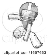 Poster, Art Print Of Sketch Football Player Man Action Hero Jump Pose