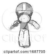 Sketch Football Player Man Looking Down Through Magnifying Glass