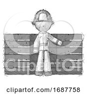 Poster, Art Print Of Sketch Firefighter Fireman Man With Server Racks In Front Of Two Networked Systems