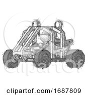 Poster, Art Print Of Sketch Firefighter Fireman Man Riding Sports Buggy Side Angle View