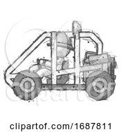 Poster, Art Print Of Sketch Firefighter Fireman Man Riding Sports Buggy Side View