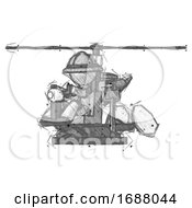 Sketch Explorer Ranger Man Flying In Gyrocopter Front Side Angle View