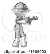 Poster, Art Print Of Sketch Explorer Ranger Man Shooting Automatic Assault Weapon