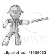 Poster, Art Print Of Sketch Explorer Ranger Man Bo Staff Pointing Right Kung Fu Pose
