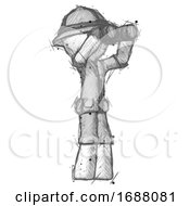 Poster, Art Print Of Sketch Explorer Ranger Man Looking Through Binoculars To The Right