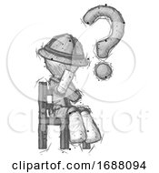 Poster, Art Print Of Sketch Explorer Ranger Man Question Mark Concept Sitting On Chair Thinking