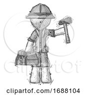 Poster, Art Print Of Sketch Explorer Ranger Man Holding Tools And Toolchest Ready To Work