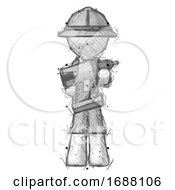 Sketch Explorer Ranger Man Holding Large Drill