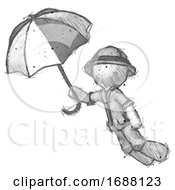 Poster, Art Print Of Sketch Explorer Ranger Man Flying With Umbrella