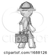 Poster, Art Print Of Sketch Explorer Ranger Man Walking With Briefcase To The Right
