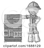 Poster, Art Print Of Sketch Explorer Ranger Man With Server Rack Leaning Confidently Against It