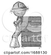Poster, Art Print Of Sketch Explorer Ranger Man Resting Against Server Rack