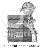 Poster, Art Print Of Sketch Explorer Ranger Man Resting Against Server Rack Viewed At Angle