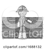 Poster, Art Print Of Sketch Explorer Ranger Man With Server Racks In Front Of Two Networked Systems