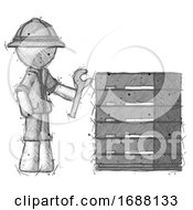 Poster, Art Print Of Sketch Explorer Ranger Man Server Administrator Doing Repairs