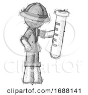 Poster, Art Print Of Sketch Explorer Ranger Man Holding Large Test Tube