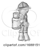 Sketch Explorer Ranger Man Holding White Medicine Bottle