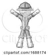 Poster, Art Print Of Sketch Explorer Ranger Man Surprise Pose Arms And Legs Out