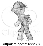 Poster, Art Print Of Sketch Explorer Ranger Man Suspense Action Pose Facing Left