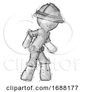 Poster, Art Print Of Sketch Explorer Ranger Man Suspense Action Pose Facing Right