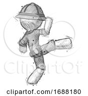Poster, Art Print Of Sketch Explorer Ranger Man Kick Pose