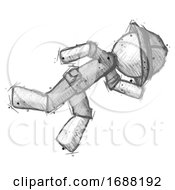 Poster, Art Print Of Sketch Explorer Ranger Man Running While Falling Down