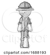 Poster, Art Print Of Sketch Explorer Ranger Man Walking Front View