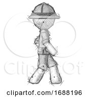 Poster, Art Print Of Sketch Explorer Ranger Man Walking Right Side View
