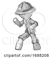 Sketch Explorer Ranger Man Martial Arts Defense Pose Left
