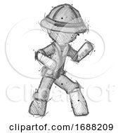 Sketch Explorer Ranger Man Martial Arts Defense Pose Right