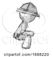 Poster, Art Print Of Sketch Explorer Ranger Man Squatting Facing Right