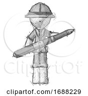 Poster, Art Print Of Sketch Explorer Ranger Man Posing Confidently With Giant Pen