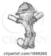 Poster, Art Print Of Sketch Explorer Ranger Man Jumping Or Kneeling With Gladness