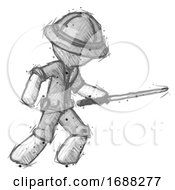 Poster, Art Print Of Sketch Explorer Ranger Man Stabbing With Ninja Sword Katana