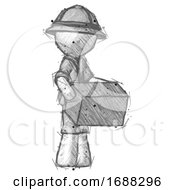 Poster, Art Print Of Sketch Explorer Ranger Man Holding Package To Send Or Recieve In Mail
