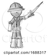 Poster, Art Print Of Sketch Explorer Ranger Man Holding Sword In The Air Victoriously
