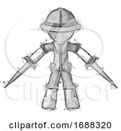 Poster, Art Print Of Sketch Explorer Ranger Man Two Sword Defense Pose