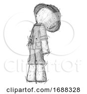 Poster, Art Print Of Sketch Explorer Ranger Man Depressed With Head Down Back To Viewer Right