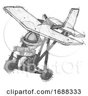 Poster, Art Print Of Sketch Explorer Ranger Man In Ultralight Aircraft Top Side View