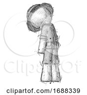 Poster, Art Print Of Sketch Explorer Ranger Man Depressed With Head Down Back To Viewer Left