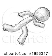Poster, Art Print Of Sketch Design Mascot Man Running While Falling Down