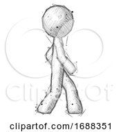Sketch Design Mascot Man Walking Right Side View