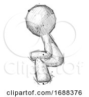 Sketch Design Mascot Man Squatting Facing Left